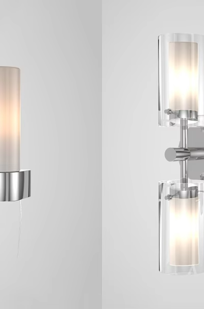 Modern Wall Sconces With Chrome Metal Bracket Frosted Glass Shade And Soft Lighting 3d model