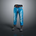 Fashionable Blue Denim Jeans with Black Belt and Gray Boots Casual Outfit