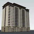 Modern High Rise Residential Building With Green Landscape And Clear Blue Sky