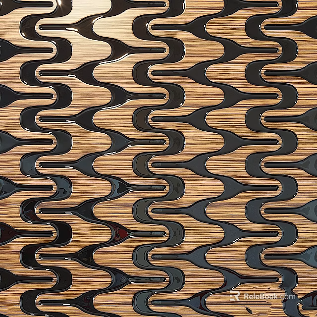 Modern Decorative Wall Panel With Wavy Brown And Black Textured Pattern Design 3d model