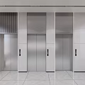 Modern Elevator Lobby With Three Silver Elevators White Walls And Sleek Floor