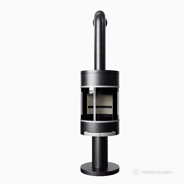Modern Black Fireplace For Home Decor With Glass And Chimney 3d model 