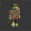 Pixel Style Crocodile Creature Character Wearing Hat And Red Clothing In Standing Pose