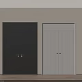 Modern Minimalist Double Doors In Black And Light Gray With Smooth Panels And Metal Handles