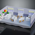 Modern Office Interior With Desks Chairs Potted Plants And Window Shades