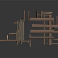 Modern Abstract Wooden Structure With Interconnected Planks And Metal Joints 3d model