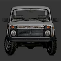 White Vintage Off Road Vehicle With Rusty Exterior And Classic Retro Design