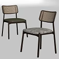 Modern Dining Chairs With Woven Backrest Different Seat Materials And Dark Frame 3d model