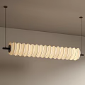 Modern Long Spiral Chandelier With White Discs And Black Hanging Frame
