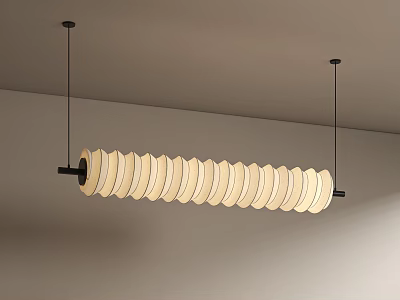 Modern Long Spiral Chandelier With White Discs And Black Hanging Frame 3d model