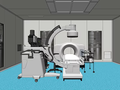 Modern Medical Room With Advanced CT Scanner And Diagnostic Equipment Setup 3d model