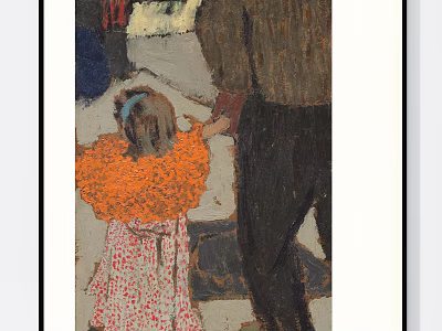 Figure Painting Of Little Girl In Pink Dress With Orange Scarf And Adult Holding Hands 3d model