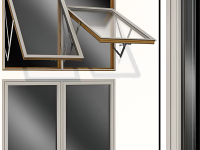 Modern Casement Window With Aluminum Frame And Double Glazed Glass Design 3d model