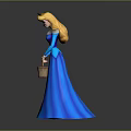 Blonde Haired Princess In Blue Long Dress Holding Woven Basket Standing Figurine