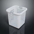 White Plastic Laundry Basket With Perforated Dot Design And Side Handles For Home Organizing