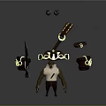3D Fantasy Character Model Featuring Sword Bracelets Belt And Rings Gear