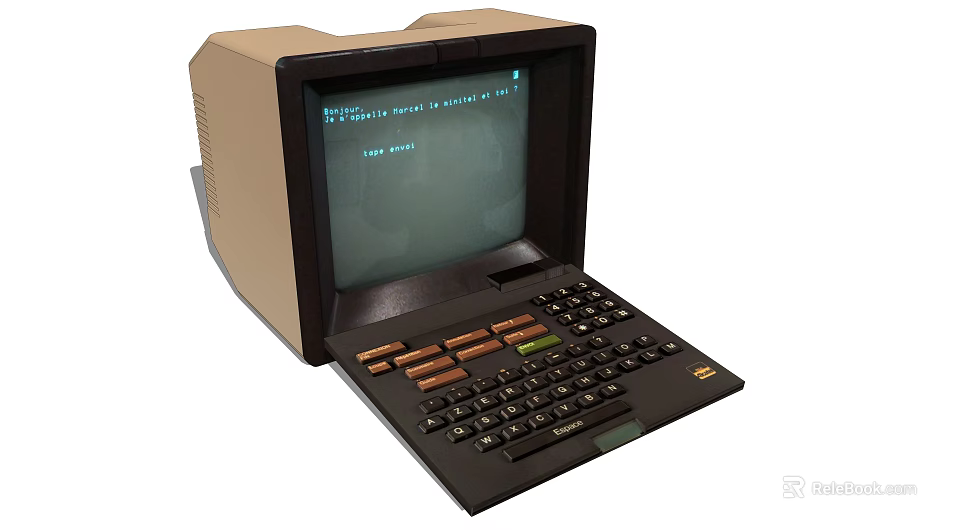Vintage Classic Personal Computer With Retro Monitor And Keyboard Buttons 3d model 