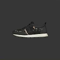 Modern Stylish Lace Up Sneakers With Dark Upper White Patterns And White Sole