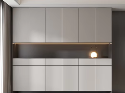 Modern Light Gray Shoe Cabinet With Multiple Doors And Ambient Lighting 3d model