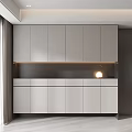 Modern Light Gray Shoe Cabinet With Multiple Doors And Ambient Lighting