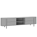 Modern Wooden TV Stand With Drawers Open Shelf And Metal Legs
