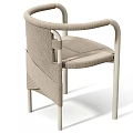 Round Dining Table Set With Beige Fabric Armchairs Modern Woven Details And Light Tone Design