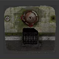 Vintage Red Fire Hydrant With Rusty Poles On Stone Paved Surface And Drain Grate
