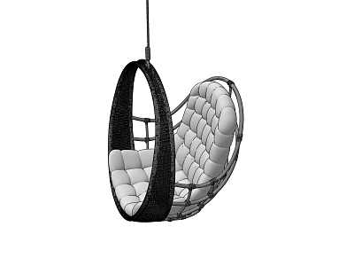 Modern Wicker Hanging Chair With Cushioned Seat And Stylish Indoor Outdoor Design 3d model