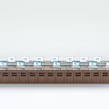 Modern Wooden Conference Table with Multiple Screens Neatly Arranged in Meeting Room