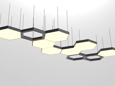 Modern Hexagonal Pendant Lights With Geometric Design For Stylish Interior Lighting 3d model