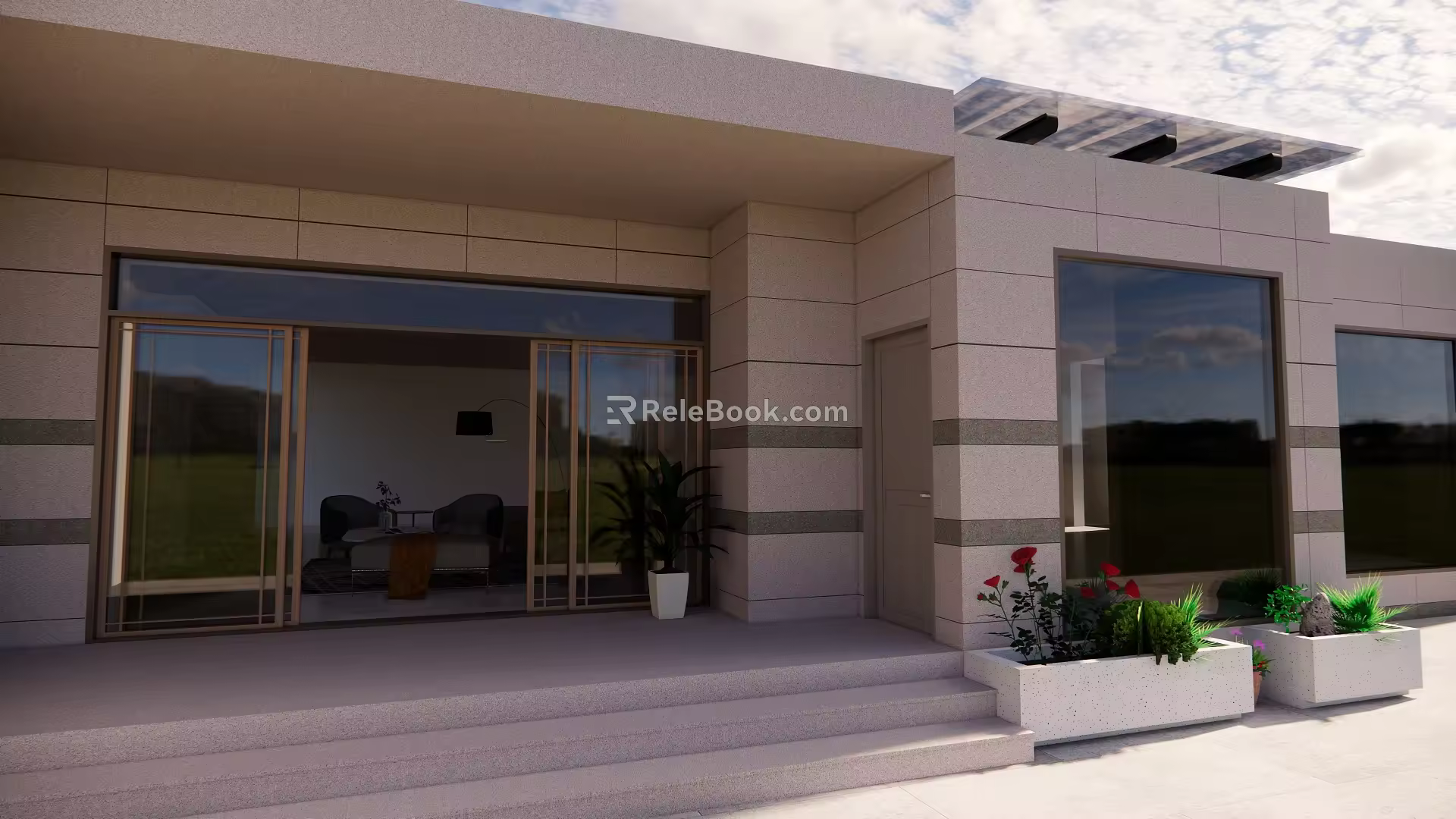 Modern garden with vegetable plot 3d model