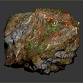 Natural Stone With Red Green Colorful Veins And Textured Surface