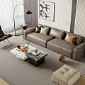 Modern Leather Sofa Coffee Table Set With Marble Top Accent Chair Ottoman And Rug