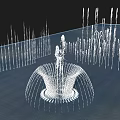 Modern 3D Model Fountain Design With Central Structure And Surrounding Water Jets