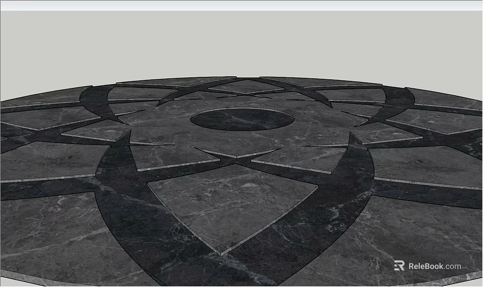 Architectural Floor Component With Circular Center And Symmetrical Geometric Marble Patterns 3d model