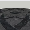 Architectural Floor Component With Circular Center And Symmetrical Geometric Marble Patterns 3d model
