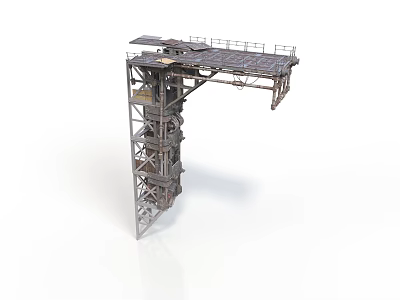 Industrial Metal Platform Structure With Steel Frame Railing And Ladder 3d model