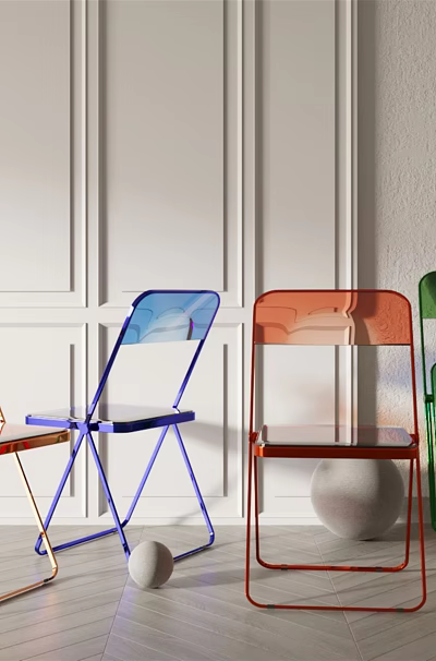 Vibrant Multicolor Transparent Acrylic Folding Leisure Chairs For Stylish Modern Home Interior Decoration 3d model