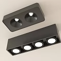 Modern Black Square Downlight Spotlights With Two And Four Heads For Ceiling Use 3d model
