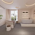 Modern Beauty Hair Salon Interior With Cozy Sofas Mirrors Green Plants And Warm Lighting