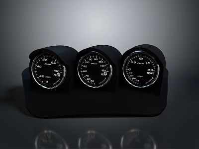 Automotive Car Parts Black Gauge Cluster Featuring Speedometer Tachometer Clear 3d model