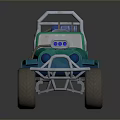 Green Children's Off Road Toy Vehicle with Large Tires Blue Chassis Transparent Windshield Gray Seat