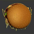 Monster Like Burger With Sharp Teeth Lettuce Tomato And Dripping Sauce
