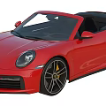Red Convertible Sports Car With UK License Plate Black Wheels And Front Design Headlights