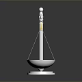 Silver Balance Scale With Yellow Hooks Balanced Metal Structure And Reflective Base 3d model