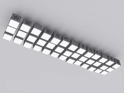 Modern Grid Pattern Ceiling Light With Square LED Panels And Metal Frame 3d model