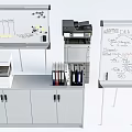 Public Office Facilities With Whiteboard Printer Cabinet And Organized Folders