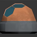 3D Geometric Hemisphere Structure With Blue Orange Polygons And Gray Octagonal Base