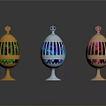 Colorful Striped Egg Shaped Furniture Decorative Ornaments With Gold Blue Purple Bases