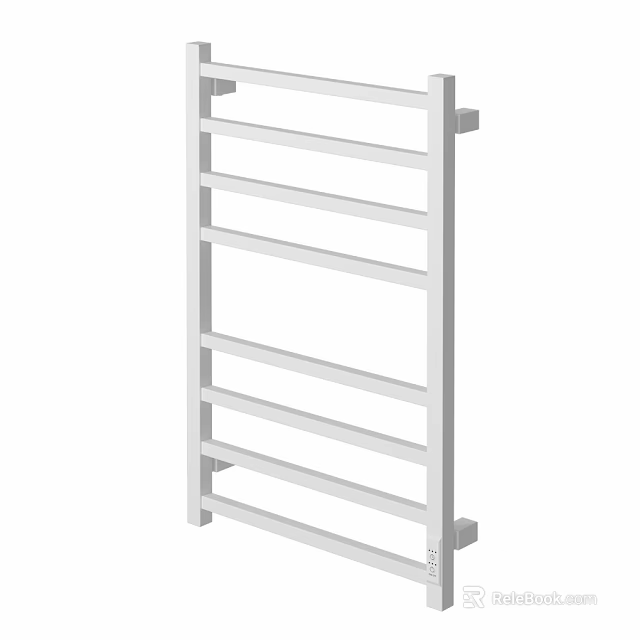 White Bathroom Towel Rack With Multiple Metal Bars For Wall Mounting 3d model 
